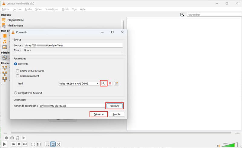 Commencer à convertir le dossier BDMV en MKV ou MP4