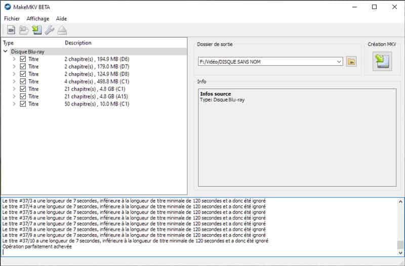 Convertir BDMV en MKV/MP4 avec MakeMKV