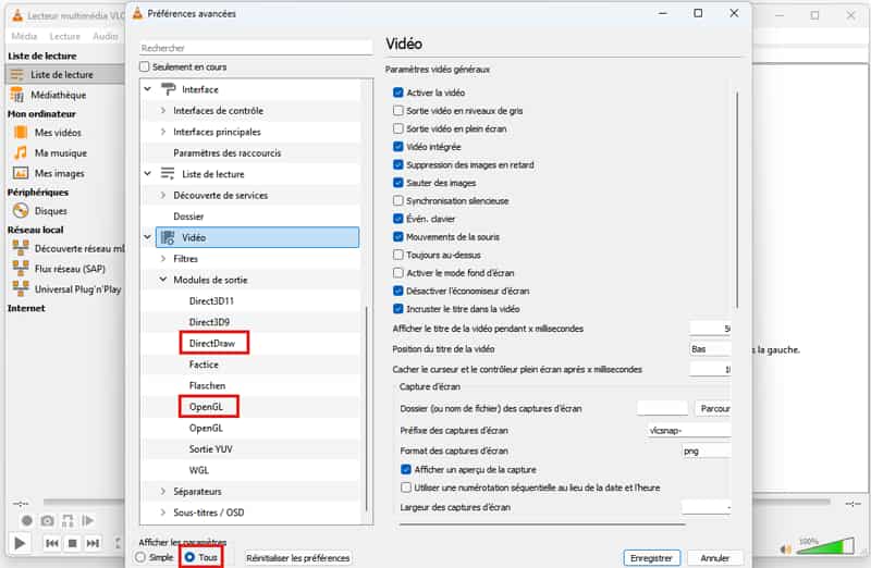 Modifier les paramètres