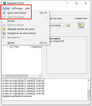L’interface de MakeMKV