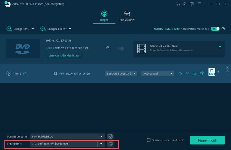 Choisir le dossier de sortie