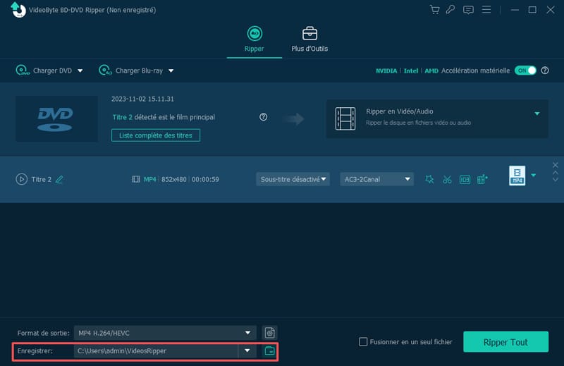 Choisir le dossier de sortie