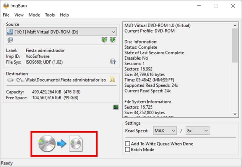 Lancer la création du fichier ISO