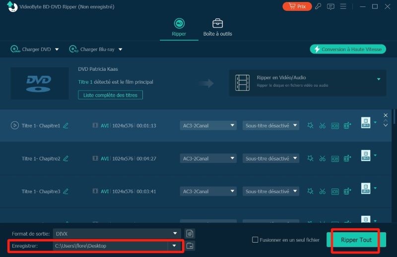 Cliquer sur Ripper Tout