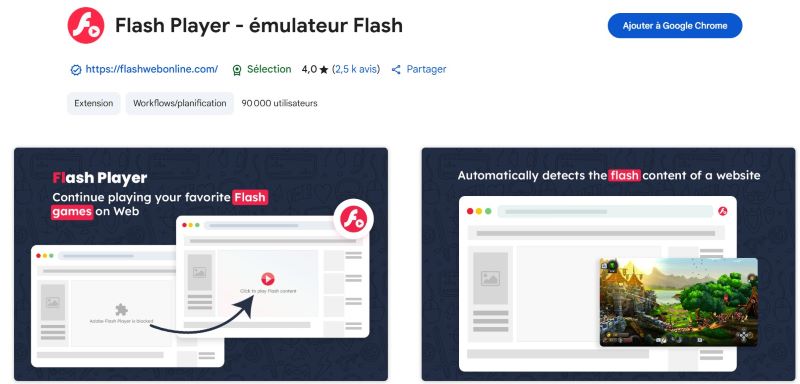 Plug-in Flash Player pour Chrome