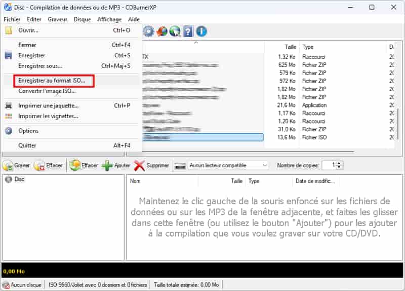 Enregistrer au format ISO