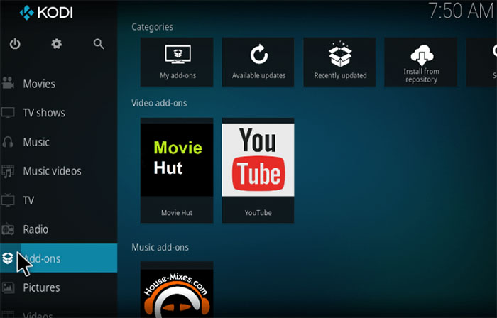 cliquer sur ajouter sur kodi