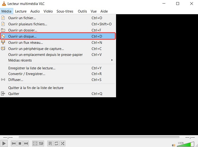 ouvrir disque avec vlc