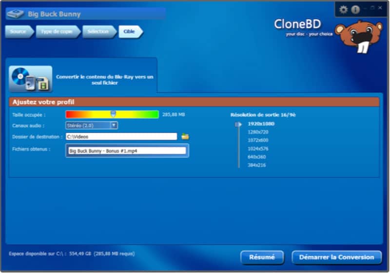 Commencer à convertir le contenu Blu-ray en fichier MKV