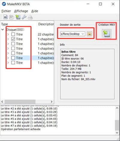 Définissez le chemin de sortie