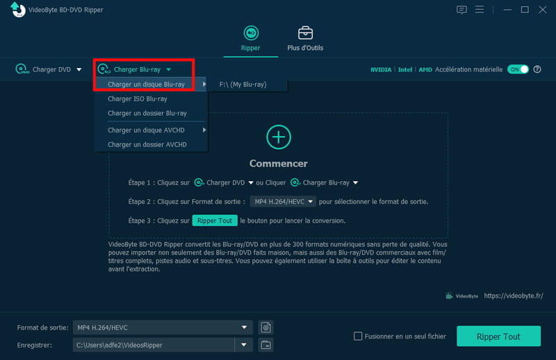 Charger un Blu-ray en VideoByte