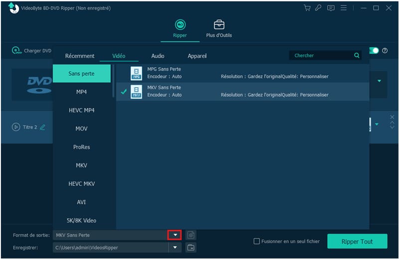 Extraction en MKV sans perte