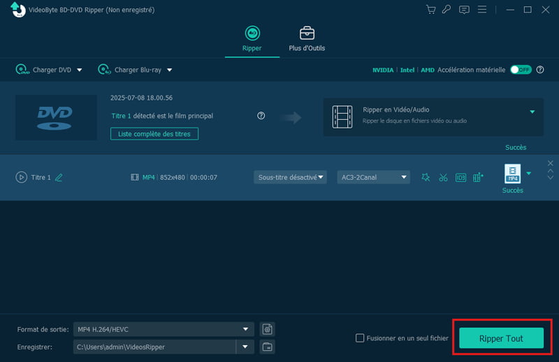 Démrrer ripper le disque