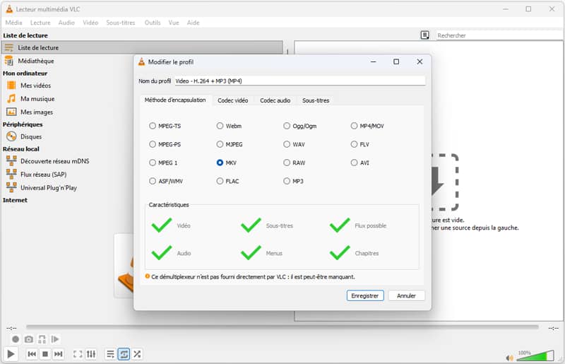 Configurer les paramètres de sortie