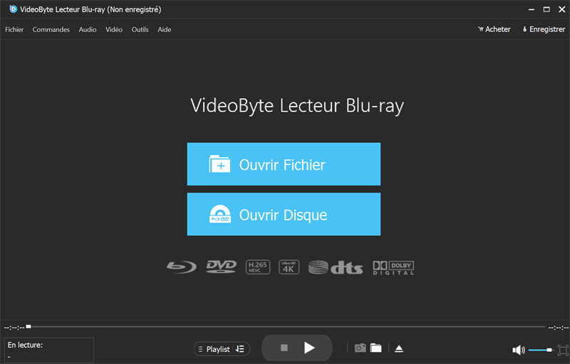 Page d'acceuil de Lecteur Blu-ray