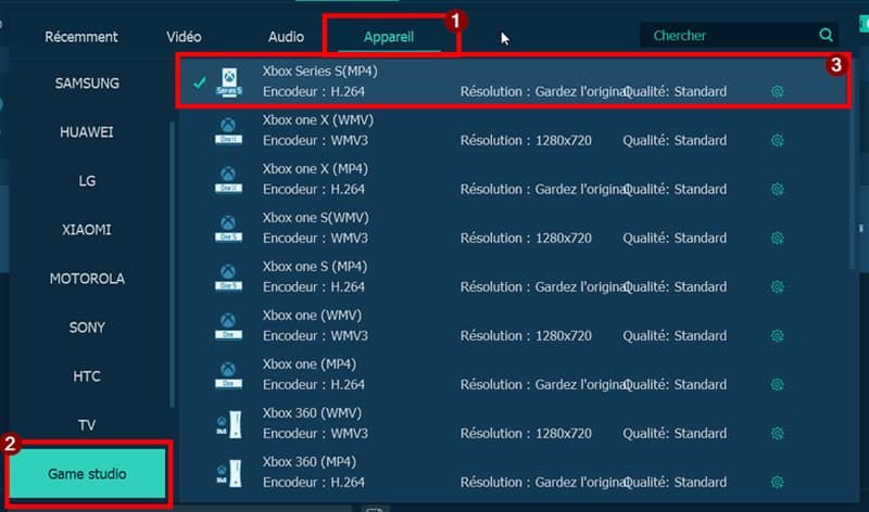Sélectionner le modèle de Xbox